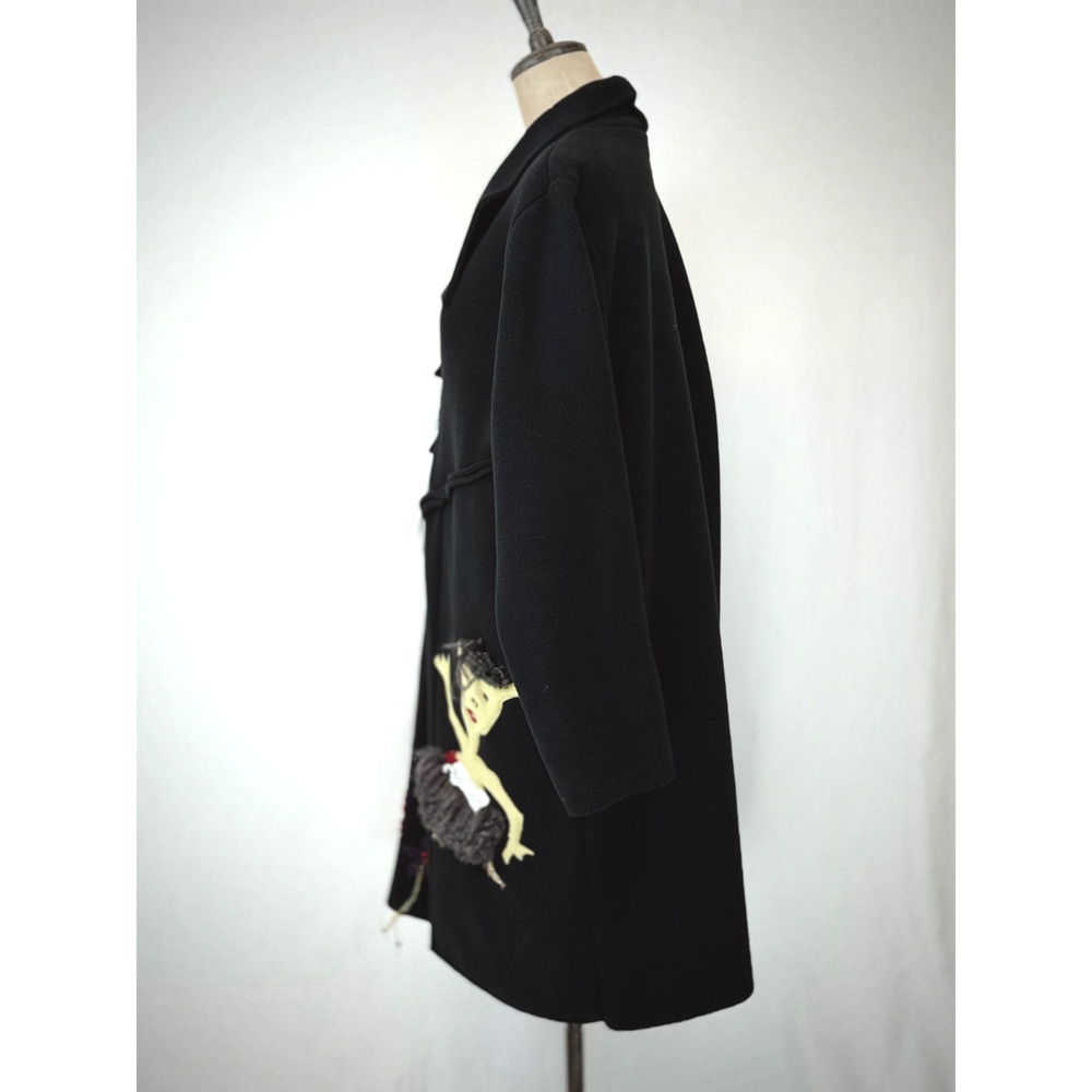 GISELLE SHEPATIN Black Embellished Coat Art to Wear Fleece OS #1-0168 - Picture 2 of 11